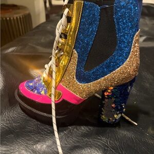 Colorful Sequin Ankle Boots